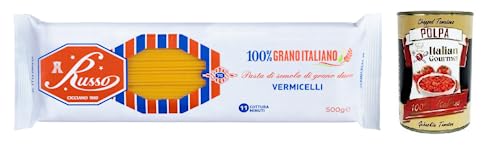 Russo Vermicelli N°70 Hartweizengrieß Pasta,100% Italienischer Weizen,500g-Packung + Italian Gourmet Polpa di Pomodoro 400g Dose von Italian Gourmet E.R.