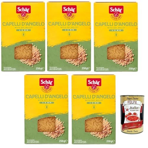 SCHÄR Senza Glutine Capelli d'angelo, Glutenfrei Pasta mit 20% Hirse, gluten free pasta, 5x 250g + Italian Gourmet polpa 400g SCHÄR Senza Glutine Capelli d'angelo, Glutenfrei Pasta mit 20% Hirse, gluten free pasta, 5x 250g + Italian Gourmet polpa 400g von Italian Gourmet E.R.