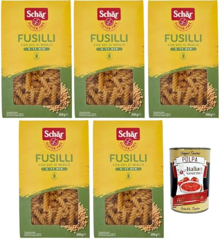 SCHÄR Senza Glutine Fusilli, Glutenfrei Pasta mit 20% Hirse, gluten free pasta, 5x 500g + Italian Gourmet polpa 400g SCHÄR Senza Glutine Fusilli, Glutenfrei Pasta mit 20% Hirse, gluten free pasta, 5x 500g + Italian Gourmet polpa 400g von Italian Gourmet E.R.