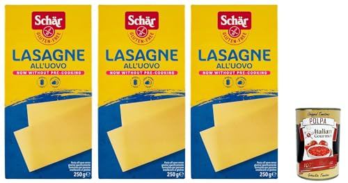 SCHÄR Senza Glutine Lasagne all'uovo, Glutenfrei Eiernudel Pasta nudeln, gluten free pasta, 3x 250g + Italian Gourmet polpa 400g SCHÄR Senza Glutine Lasagne all'uovo, Glutenfrei Eiernudel Pasta nudeln, gluten free pasta, 3x 250g + Italian Gourmet polpa 400g von Italian Gourmet E.R.