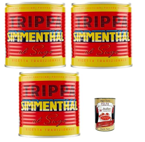 SIMMENTHAL Trippa al sugo, Kaldaunen 3x 420 g Kutteln Fleisch in dose tripe italien + Italian Gourmet polpa 400g SIMMENTHAL Trippa al sugo, Kaldaunen 3x 420 g Kutteln Fleisch in dose tripe italien + Italian Gourmet polpa 400g von Italian Gourmet E.R.