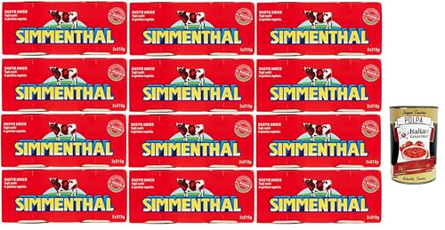 SIMMENTHAL carne in scatola, Rindfleisch in Aspik 12x (2x 215g) 100% Italienisch Fleisch Aspikfleisch + Italian Gourmet polpa 400g von Italian Gourmet E.R.