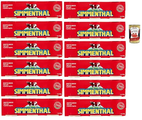 SIMMENTHAL carne in scatola, Rindfleisch in Aspik 12x (3x 140g) 100% Italienisch Fleisch Aspikfleisch + Italian Gourmet polpa 400g von Italian Gourmet E.R.