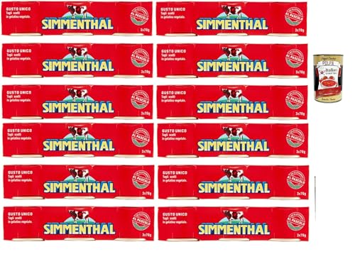 SIMMENTHAL carne in scatola, Rindfleisch in Aspik 12x (3x 70g) 100% Italienisch Fleisch Aspikfleisch + Italian Gourmet polpa 400g von Italian Gourmet E.R.