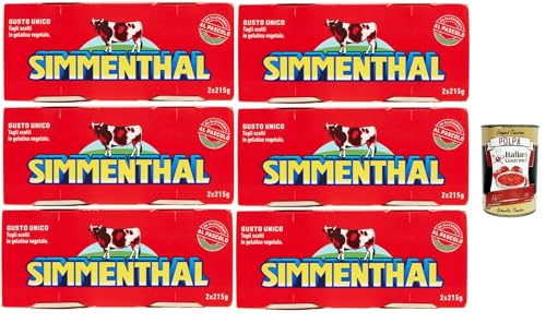 SIMMENTHAL carne in scatola, Rindfleisch in Aspik 6x (2x 215g) 100% Italienisch Fleisch Aspikfleisch + Italian Gourmet polpa 400g von Italian Gourmet E.R.