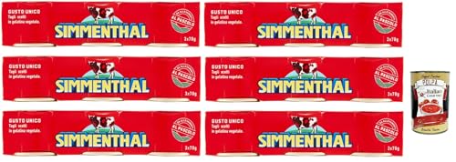 SIMMENTHAL carne in scatola, Rindfleisch in Aspik 6x (3x 70g) 100% Italienisch Fleisch Aspikfleisch + Italian Gourmet polpa 400g von Italian Gourmet E.R.