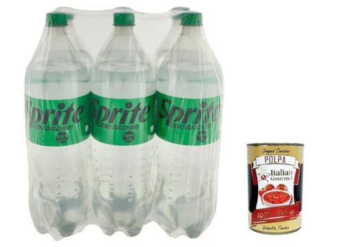 SPRITE DRINK ZERO FLASCHE Zitronengetränk Limette 1,5Lt kohlensäurehaltiges Getränk alkoholfreies Getränk zuckerfrei soft drink 6X 1,5 LT + Italian Gourmet polpa 400g von Italian Gourmet E.R.