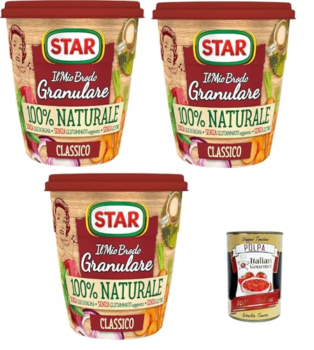 STAR Il Mio Brodo Granulare 100% Naturale Classico, 3x 150 g, reich an Geschmack, palmölfrei, Glutamatfrei, glutenfrei. Ideal zum Würzen Ihrer Rezepte + Italian Gourmet polpa 400g STAR Il Mio Brodo Granulare 100% Naturale Classico, 3x 150 g, reich an Geschmack, palmölfrei, Glutamatfrei, glutenfrei. Ideal zum Würzen Ihrer Rezepte + Italian Gourmet polpa 400g von Italian Gourmet E.R.