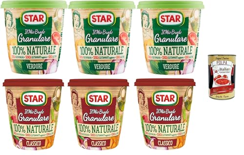 STAR Il Mio Brodo Granulare 100% Naturale Classico und Vegetale, 6x 150gr, reich an Geschmack, Palmöl ohne Glutamat, Gluten -frei. Hervorragend zum Geschmack Ihrer Rezepte + Italian Gourmet polpa 400g STAR Il Mio Brodo Granulare 100% Naturale Classico und Vegetale, 6x 150gr, reich an Geschmack, Palmöl ohne Glutamat, Gluten -frei. Hervorragend zum Geschmack Ihrer Rezepte + Italian Gourmet polpa 400g von Italian Gourmet E.R.