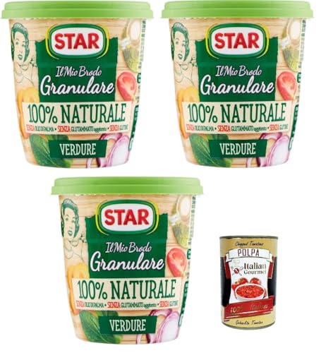 STAR Il Mio Brodo Granulare 100% Naturale Vegetale, 3x 150gr, reich an Geschmack, Palmöl ohne Glutamat, Gluten -frei. Hervorragend zum Geschmack Ihrer Rezepte + Italian Gourmet polpa 400g STAR Il Mio Brodo Granulare 100% Naturale Vegetale, 3x 150gr, reich an Geschmack, Palmöl ohne Glutamat, Gluten -frei. Hervorragend zum Geschmack Ihrer Rezepte + Italian Gourmet polpa 400g von Italian Gourmet E.R.
