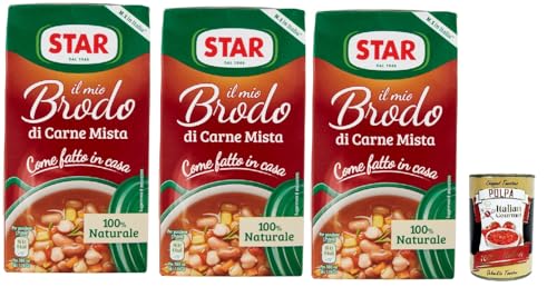 STAR Il Mio Brodo di Carne Mista, 3x 500ml, Bereit -hergestellte flüssige Brühe, 100% natürlich, ohne Konservierungsstoffe, Gluten -freie und hinzugefügte glutamatfreie + Italian Gourmet polpa 400g STAR Il Mio Brodo di Carne Mista, 3x 500ml, Bereit -hergestellte flüssige Brühe, 100% natürlich, ohne Konservierungsstoffe, Gluten -freie und hinzugefügte glutamatfreie + Italian Gourmet polpa 400g von Italian Gourmet E.R.