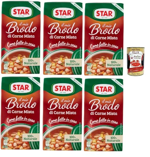 STAR Il Mio Brodo di Carne Mista, 6x 500ml, Bereit -hergestellte flüssige Brühe, 100% natürlich, ohne Konservierungsstoffe, Gluten -freie und hinzugefügte glutamatfreie + Italian Gourmet polpa 400g STAR Il Mio Brodo di Carne Mista, 6x 500ml, Bereit -hergestellte flüssige Brühe, 100% natürlich, ohne Konservierungsstoffe, Gluten -freie und hinzugefügte glutamatfreie + Italian Gourmet polpa 400g von Italian Gourmet E.R.