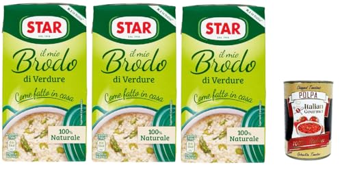 STAR Il Mio Brodo di Verdure, 3x 1L, Gemüse -Bereit -hergestellter flüssiger Brühe, 100% natürlich, ohne Konservierungsstoffe, glutenfreie und ungesunde Glutamat + Italian Gourmet polpa 400g STAR Il Mio Brodo di Verdure, 3x 1L, Gemüse -Bereit -hergestellter flüssiger Brühe, 100% natürlich, ohne Konservierungsstoffe, glutenfreie und ungesunde Glutamat + Italian Gourmet polpa 400g von Italian Gourmet E.R.