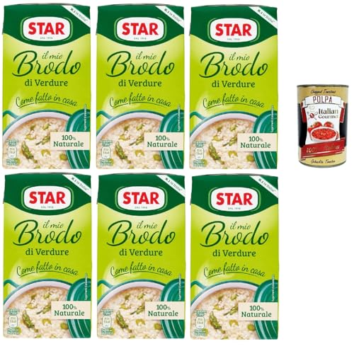 STAR Il Mio Brodo di Verdure, 6x 1L, Gemüse -Bereit -hergestellter flüssiger Brühe, 100% natürlich, ohne Konservierungsstoffe, glutenfreie und ungesunde Glutamat + Italian Gourmet polpa 400g STAR Il Mio Brodo di Verdure, 6x 1L, Gemüse -Bereit -hergestellter flüssiger Brühe, 100% natürlich, ohne Konservierungsstoffe, glutenfreie und ungesunde Glutamat + Italian Gourmet polpa 400g von Italian Gourmet E.R.