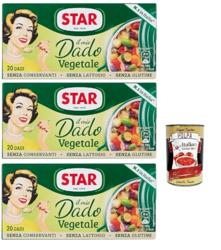STAR il Mio Dado Vegetale, Mit 9 Gemüse, 20 Würfel, 3x 200 g, ohne Konservierungsstoffe, laktose -freier und glutenfrei. Ausgezeichneter Geschmack+ Italian Gourmet polpa 400g STAR il Mio Dado Vegetale, Mit 9 Gemüse, 20 Würfel, 3x 200 g, ohne Konservierungsstoffe, laktose -freier und glutenfrei. Ausgezeichneter Geschmack+ Italian Gourmet polpa 400g von Italian Gourmet E.R.