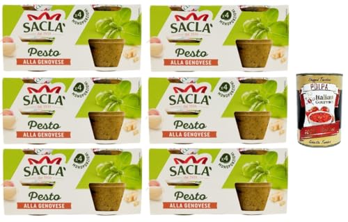 Saclà, Genueser Pesto 4xME, Gewürz für Pasta und zur Bereicherung Ihrer Gerichte, mit italienischem Basilikum, 4 Einzelportionen à 45g, 6x180gr+ Italian Gourmet polpa 400g Saclà, Genueser Pesto 4xME, Gewürz für Pasta und zur Bereicherung Ihrer Gerichte, mit italienischem Basilikum, 4 Einzelportionen à 45g, 6x180gr+ Italian Gourmet polpa 400g von Italian Gourmet E.R.