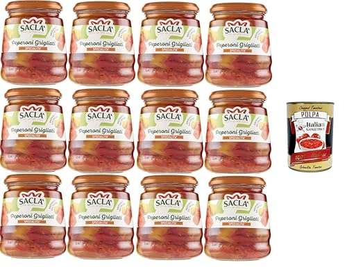 Saclà,Peperoni Grigliati, gegrillte Gurken, gegrillte Paprika, ideal für Vorspeisen, Beilagen und für Ihre Zubereitungen,12x290gr + Italian Gourmet polpa 400g Saclà,Peperoni Grigliati, gegrillte Gurken, gegrillte Paprika, ideal für Vorspeisen, Beilagen und für Ihre Zubereitungen,12x290gr + Italian Gourmet polpa 400g von Italian Gourmet E.R.