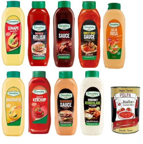 Salse Souce Tespaket Senape, Paprika Relish,Barbecue,Sweet Chili,Rosa Soße,Mayonese,Ketchup,hamburger,Gourmet Remoulade 8x875ml 1x 856ml+ Italian Gourmet polpa 400g Salse Souce Tespaket Senape, Paprika Relish,Barbecue,Sweet Chili,Rosa Soße,Mayonese,Ketchup,hamburger,Gourmet Remoulade 8x875ml 1x 856ml+ Italian Gourmet polpa 400g von Italian Gourmet E.R.