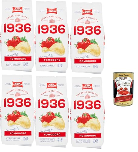 San Carlo 1936 Patatine Antica Ricetta, Arricciate e Croccanti Rinomata Rosticceria, Tomate, Petersilie und Basilikum Kartoffel Chips, altes Rezept, gluten frei, 6x 150g + Italian Gourmet polpa 400g San Carlo 1936 Patatine Antica Ricetta, Arricciate e Croccanti Rinomata Rosticceria, Tomate, Petersilie und Basilikum Kartoffel Chips, altes Rezept, gluten frei, 6x 150g + Italian Gourmet polpa 400g von Italian Gourmet E.R.