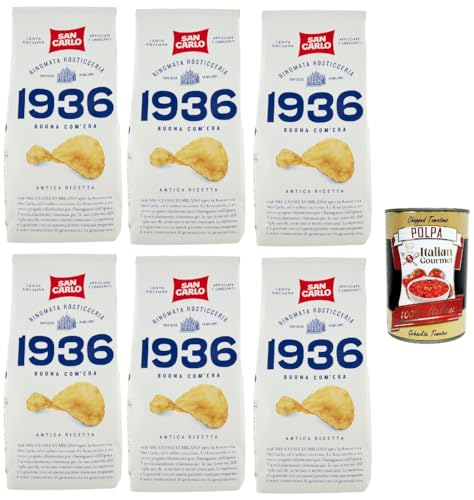 San Carlo 1936 Patatine Antica Ricetta Arricciate e Croccanti Rinomata Rosticceria - Senza Glutine, Kartoffel Chips, altes Rezept, gluten frei, 6x 150g + Italian Gourmet polpa 400g San Carlo 1936 Patatine Antica Ricetta Arricciate e Croccanti Rinomata Rosticceria - Senza Glutine, Kartoffel Chips, altes Rezept, gluten frei, 6x 150g + Italian Gourmet polpa 400g von Italian Gourmet E.R.