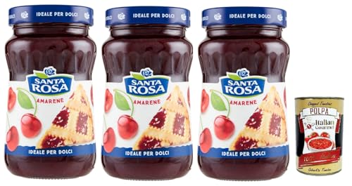 Santa Rosa, Confettura di Amarene, Schwarze Kirschen marmelade, Wild Cherry jam, ideal für Desserts und Kuchen 3x 600g + Italian Gourmet polpa 400g Santa Rosa, Confettura di Amarene, Schwarze Kirschen marmelade, Wild Cherry jam, ideal für Desserts und Kuchen 3x 600g + Italian Gourmet polpa 400g von Italian Gourmet E.R.