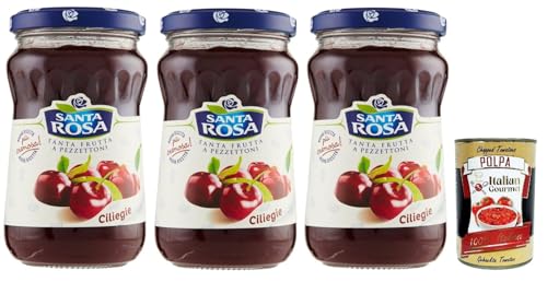 Santa Rosa, Confettura di Ciliegie, Kirschen marmelade, Cherries jam, ideal für Desserts und Kuchen 3x 350g + Italian Gourmet polpa 400g Santa Rosa, Confettura di Ciliegie, Kirschen marmelade, Cherries jam, ideal für Desserts und Kuchen 3x 350g + Italian Gourmet polpa 400g von Italian Gourmet E.R.