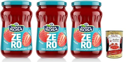 Santa Rosa, Zero Erdbeeren Marmelade, leichte und nahrhafte Freude, ideal zum Frühstück oder Snack, reich an Geschmack und ohne zugesetzten Zucker, 3x 300 g + Italian Gourmet polpa 400g Santa Rosa, Zero Erdbeeren Marmelade, leichte und nahrhafte Freude, ideal zum Frühstück oder Snack, reich an Geschmack und ohne zugesetzten Zucker, 3x 300 g + Italian Gourmet polpa 400g von Italian Gourmet E.R.