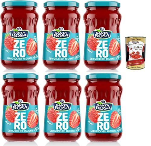 Santa Rosa, Zero Erdbeeren Marmelade, leichte und nahrhafte Freude, ideal zum Frühstück oder Snack, reich an Geschmack und ohne zugesetzten Zucker, 6x 300 g + Italian Gourmet polpa 400g Santa Rosa, Zero Erdbeeren Marmelade, leichte und nahrhafte Freude, ideal zum Frühstück oder Snack, reich an Geschmack und ohne zugesetzten Zucker, 6x 300 g + Italian Gourmet polpa 400g von Italian Gourmet E.R.