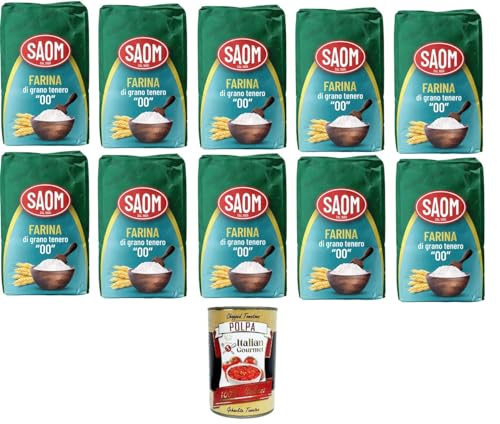 Saom Farina di Grano Tenero 00 Weichweizenmehl italienischer Herkunft 10x1 kg + Italian Gourmet polpa 400g Saom Farina di Grano Tenero 00 Weichweizenmehl italienischer Herkunft 10x1 kg + Italian Gourmet polpa 400g von Italian Gourmet E.R.