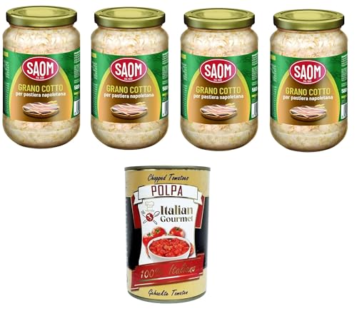 Saom Grano Cotto per Pastiera Napoletana gekochter Weizen für neapolitanische Pastiera 4x560 gr+ Italian Gourmet polpa 400g Saom Grano Cotto per Pastiera Napoletana gekochter Weizen für neapolitanische Pastiera 4x560 gr+ Italian Gourmet polpa 400g von Italian Gourmet E.R.
