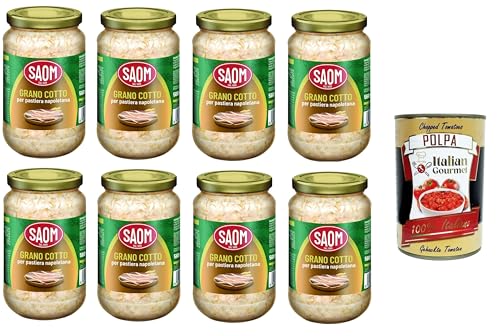 Saom Grano Cotto per Pastiera Napoletana gekochter Weizen für neapolitanische Pastiera 8x560 gr+ Italian Gourmet polpa 400g Saom Grano Cotto per Pastiera Napoletana gekochter Weizen für neapolitanische Pastiera 8x560 gr+ Italian Gourmet polpa 400g von Italian Gourmet E.R.