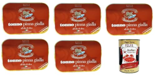 Sardanelli Thunfisch Tonno Pinna Gialla all'Olio di Oliva,Gelbflossen-Thunfisch in Olivenöl,30x 80g + Italian Gourmet polpa 400g von Italian Gourmet E.R.