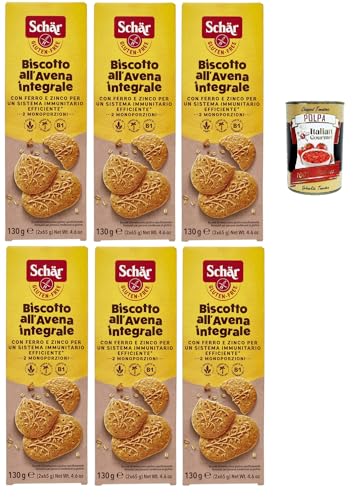 Schär, Biscotto all'Avena Ricco di Fibre integrale, Haferkekse reich an Vollkornfasern, , Quelle für Vitamin B1 und Eisen, glutenfrei und palmölfrei, 6x 130g + Italian Gourmet polpa 400g Schär, Biscotto all'Avena Ricco di Fibre integrale, Haferkekse reich an Vollkornfasern, , Quelle für Vitamin B1 und Eisen, glutenfrei und palmölfrei, 6x 130g + Italian Gourmet polpa 400g von Italian Gourmet E.R.