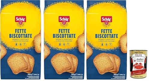 Schär, Fette Biscottate, senza glutine, Zwieback Glutenfreie, Speziell für Menschen mit Glutenunverträglichkeit entwickelt, 3x 260g + Italian Gourmet polpa 400g Schär, Fette Biscottate, senza glutine, Zwieback Glutenfreie, Speziell für Menschen mit Glutenunverträglichkeit entwickelt, 3x 260g + Italian Gourmet polpa 400g von Italian Gourmet E.R.