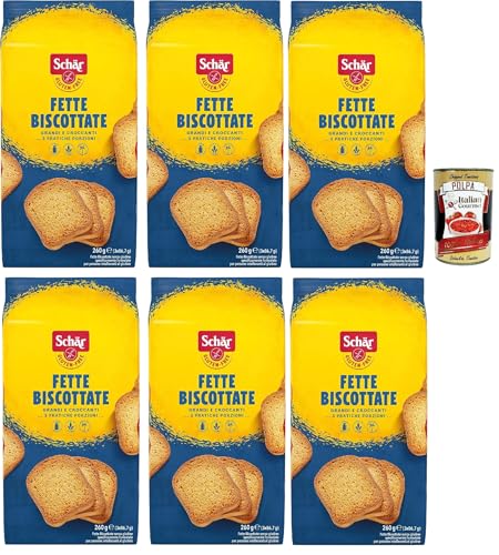 Schär, Fette Biscottate, senza glutine, Zwieback Glutenfreie, Speziell für Menschen mit Glutenunverträglichkeit entwickelt, 6x 260g + Italian Gourmet polpa 400g Schär, Fette Biscottate, senza glutine, Zwieback Glutenfreie, Speziell für Menschen mit Glutenunverträglichkeit entwickelt, 6x 260g + Italian Gourmet polpa 400g von Italian Gourmet E.R.