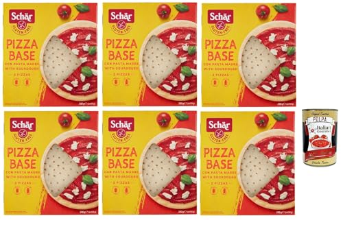 Schär, Pizza Base con Pasta Madre, Fondo Pizza da Farcire Senza Glutine, Pizza -Basis mit Sauerteig, Pizzaboden, um Gluten ausgestopft zu sein, vegan, 6x 300g + Italian Gourmet polpa 400g Schär, Pizza Base con Pasta Madre, Fondo Pizza da Farcire Senza Glutine, Pizza -Basis mit Sauerteig, Pizzaboden, um Gluten ausgestopft zu sein, vegan, 6x 300g + Italian Gourmet polpa 400g von Italian Gourmet E.R.