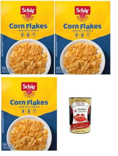 Schär Corn Flakes Dietetici senza Glutine, Müsli, Maisflocken Gluten -freie Diäten 3x 250 gr + Italian Gourmet polpa 400g Schär Corn Flakes Dietetici senza Glutine, Müsli, Maisflocken Gluten -freie Diäten 3x 250 gr + Italian Gourmet polpa 400g von Italian Gourmet E.R.