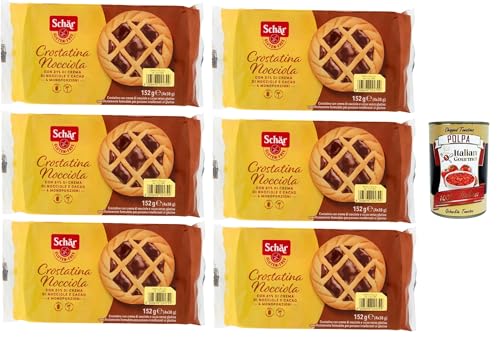 Schär Crostatine alla nocciola senza glutine e senza frumento, Glutenfreie und weizenfreie Haselnusstörtchen kuchen, gluten free snack 6x 152 + Italian Gourmet polpa 300g Schär Crostatine alla nocciola senza glutine e senza frumento, Glutenfreie und weizenfreie Haselnusstörtchen kuchen, gluten free snack 6x 152 + Italian Gourmet polpa 300g von Italian Gourmet E.R.