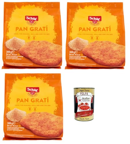 Schär Gluten Free Pan Gratí für Eine Knusprige und Schmackhafte Panade Präparat zum Panieren 3x 300g Packung + Italian Gourmet polpa 400g Schär Gluten Free Pan Gratí für Eine Knusprige und Schmackhafte Panade Präparat zum Panieren 3x 300g Packung + Italian Gourmet polpa 400g von Italian Gourmet E.R.