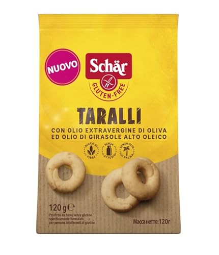 Schär Gluten Free Taralli mit Nativem Olivenöl Extra und Sonnenblumenöl Salziger Snack Glutenfrei 120g Beutel Perfekter Aperitif-Snack von Italian Gourmet E.R.