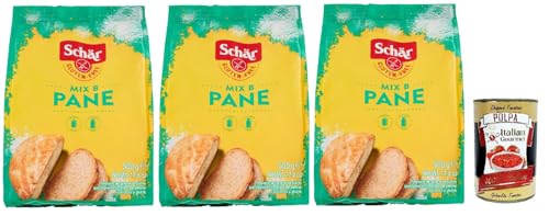 Schär Mix Pane - Mix B Preparato per Pane e Impasti Lievitati senza Glutine, Mischen Sie für Brot, bereit zum gekochten, glutenfreien Teig, 3x 500g + Italian Gourmet polpa 400g Schär Mix Pane - Mix B Preparato per Pane e Impasti Lievitati senza Glutine, Mischen Sie für Brot, bereit zum gekochten, glutenfreien Teig, 3x 500g + Italian Gourmet polpa 400g von Italian Gourmet E.R.