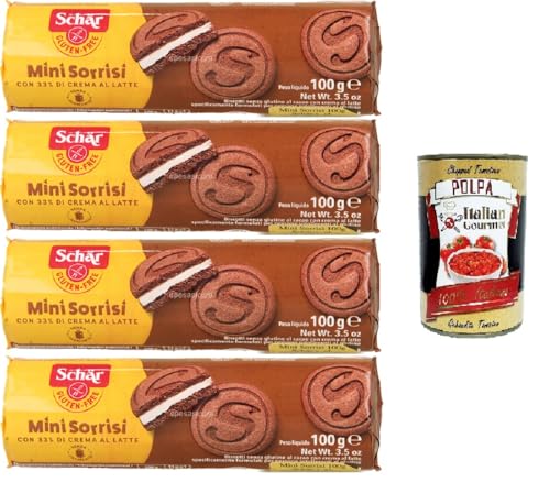 Schar, Mini Sorrisi, Biscotti senza glutine al cacao con crema al latte Mini Sorrisi, glutenfreie Kakaokekse mit Milchcreme 4x100gr + Italian Gourmet polpa 400g Schar, Mini Sorrisi, Biscotti senza glutine al cacao con crema al latte Mini Sorrisi, glutenfreie Kakaokekse mit Milchcreme 4x100gr + Italian Gourmet polpa 400g von Italian Gourmet E.R.