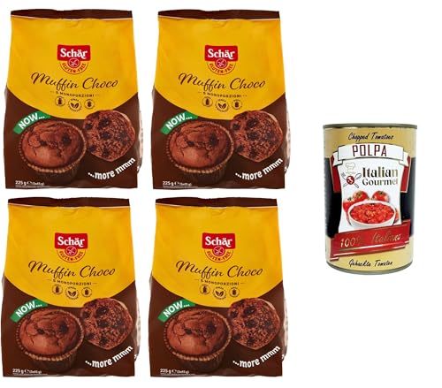Schar Muffin Choco Glutenfreie Kuchen mit Schokolade und Kakao, speziell für Menschen mit Glutenunverträglichkeit 4x225gr + Italian Gourmet polpa 400g Schar Muffin Choco Glutenfreie Kuchen mit Schokolade und Kakao, speziell für Menschen mit Glutenunverträglichkeit 4x225gr + Italian Gourmet polpa 400g von Italian Gourmet E.R.