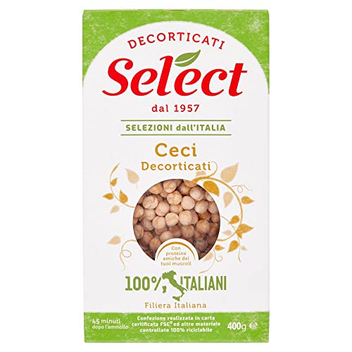 Select Ceci Decorticati Geschälte Kichererbsen 100% Italienische Hülsenfrüchte Papier Verpackung von 400g von Italian Gourmet E.R.