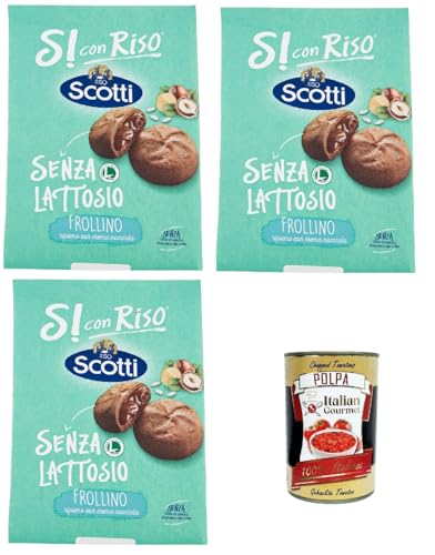 Si con Riso - Frollino Ripieno alla Crema alla Nocciola - Kekse mit Haselnusscreme gefüllt, Laktose -freie und palmenfreie Kekse, Lactose -free biscuits 3x 200 g + Italian Gourmet polpa 400g Si con Riso - Frollino Ripieno alla Crema alla Nocciola - Kekse mit Haselnusscreme gefüllt, Laktose -freie und palmenfreie Kekse, Lactose -free biscuits 3x 200 g + Italian Gourmet polpa 400g von Italian Gourmet E.R.