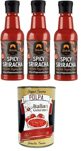 Siam Scharfe Sriracha-Rot-Chili-Dip-Sauce 3x 250 ml+ Italian Gourmet polpa 400g Siam Scharfe Sriracha-Rot-Chili-Dip-Sauce 3x 250 ml+ Italian Gourmet polpa 400g von Italian Gourmet E.R.