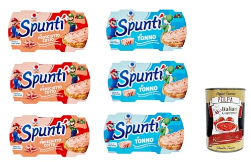 Simmenthal Spuntì Testpaket al Tonno und prosciutto crudo spalmabile Thunfisch streichbarer Snack 6x ( 2 x 84g ) 100% italienisch + Italian Gourmet polpa 400g von Italian Gourmet E.R.