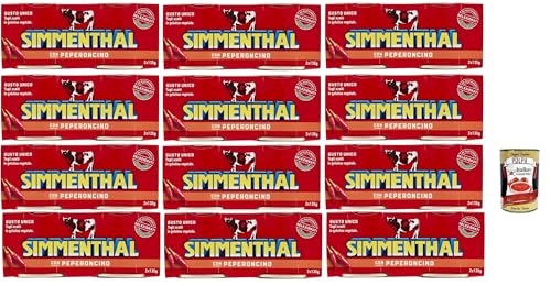 Simmenthal con Peperoncino Fertiggericht aus Rindfleisch in Gemüsegelee Dosenfleisch mit Chili 12x (2 x 135g) + Italian Gourmet polpa 400g von Italian Gourmet E.R.