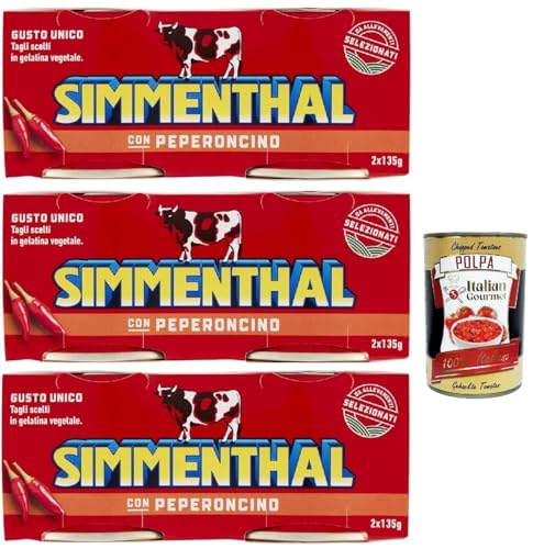 Simmenthal con Peperoncino Fertiggericht aus Rindfleisch in Gemüsegelee Dosenfleisch mit Chili 3x (2 x 135g) + Italian Gourmet polpa 400g von Italian Gourmet E.R.