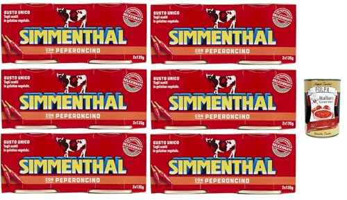 Simmenthal con Peperoncino Fertiggericht aus Rindfleisch in Gemüsegelee Dosenfleisch mit Chili 6x (2 x 135g) + Italian Gourmet polpa 400g von Italian Gourmet E.R.